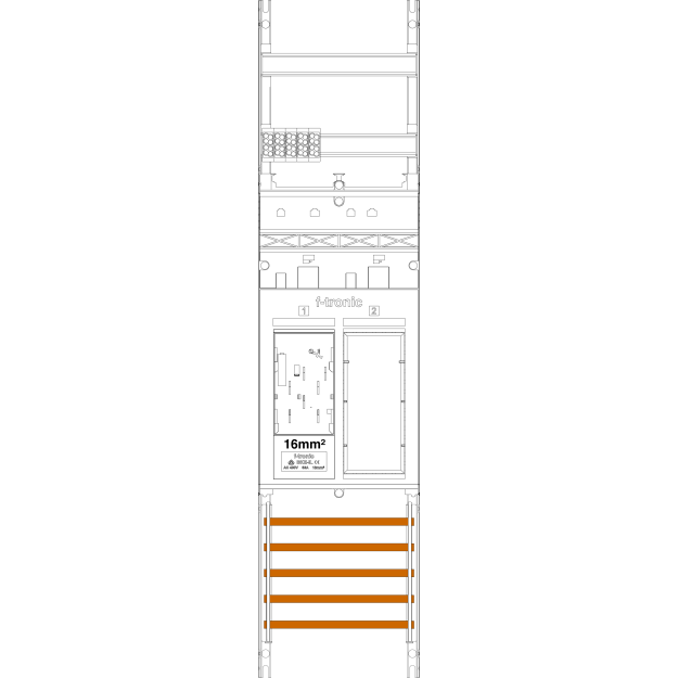 F-Tronic 7141005 Zählerfeld ER6-16L 1-feldrig H=1050mm 1-eHZ 16mm² lange Kabel 1 Reserveplatz