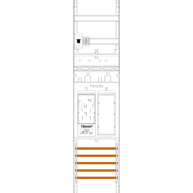 F-Tronic 7141055 Zählerfeld ER6-16L-HSP 1-feldrig H=1050mm 1-eHZ 16mm² lange Kabel 1 HSP 1 Reserveplatz