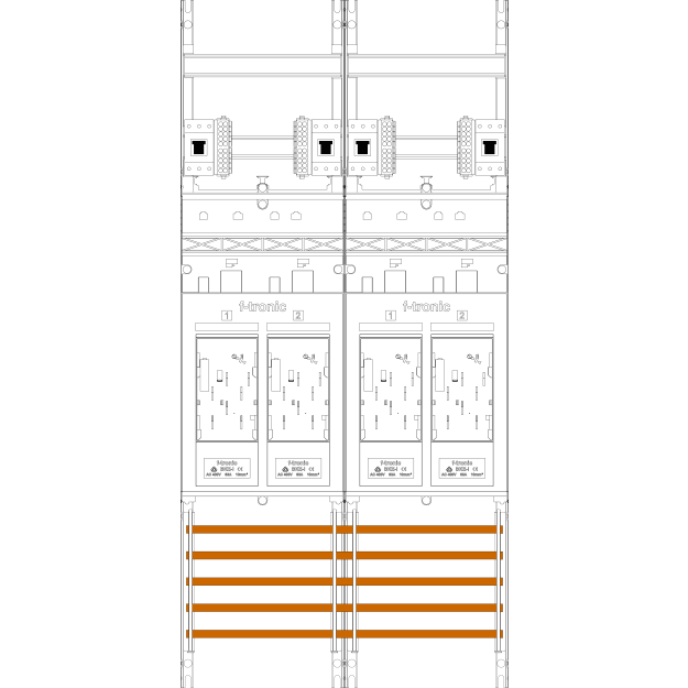 F-Tronic 7141070 Zählerfeld E216-HSP 2-feldrig H=1050mm 4-eHZ 4 HSP