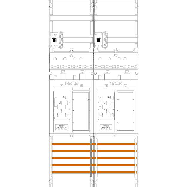 F-Tronic 7141102 Zählerfeld ER26-HSS 2-feldrig H=1050mm 2-eHZ 2 HSS 2 Reserveplatz