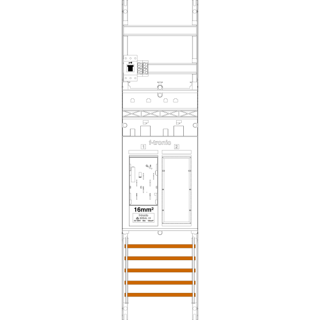 F-Tronic 7141105 Zählerfeld ER6-16L-HSS 1-feldrig H=1050mm 1-eHZ 16mm² lange Kabel 1 HSS 1 Res. ER6-16L-HSS