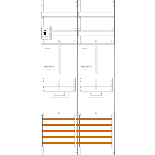 F-Tronic 7141402 Zählerfeld Z1BR1B-HSS H=1050mm 2-feldrig 1-3.HZ 1 HSS 1 TRE