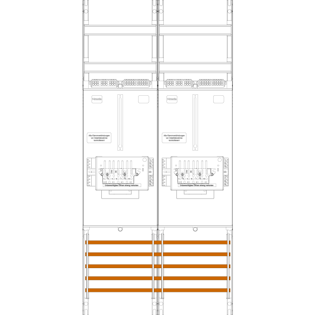 F-Tronic 7141453 Zählerfeld Z21B-ZSK 2-feldrig H=1050mm 2-3.HZ 2 ZSK-Set Z21B-ZSK