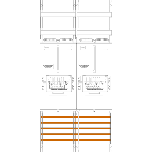 F-Tronic 7141453 Zählerfeld Z21B-ZSK 2-feldrig H=1050mm 2-3.HZ 2 ZSK-Set