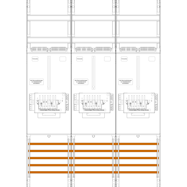 F-Tronic 7141455 Zählerfeld Z31B-ZSK 3-feldrig H=1050mm 3-3.HZ 3 ZSK-Set Z31B-ZSK