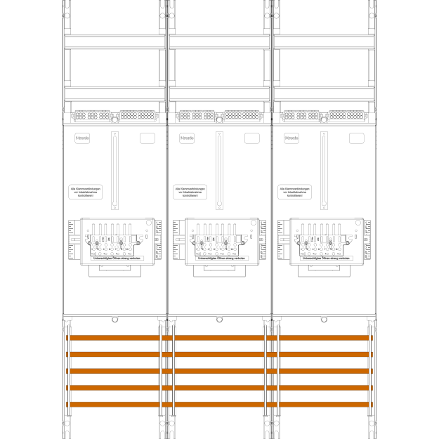 F-Tronic 7141455 Zählerfeld Z31B-ZSK 3-feldrig H=1050mm 3-3.HZ 3 ZSK-Set