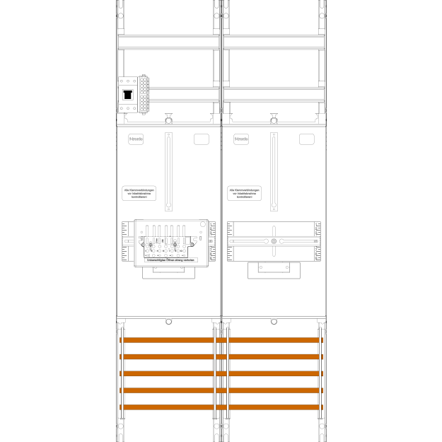 F-Tronic 7141502 Zählerfeld Z1BR1B-ZSK-HSP 2-feldrig H=1050mm 1-3.HZ 1 ZSK-Set 1 HSP 1 TRE