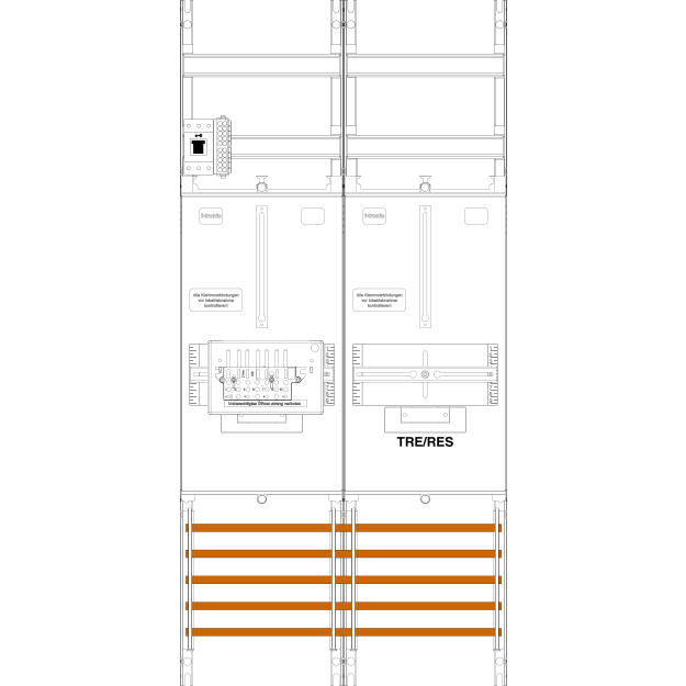 F-Tronic 7141552 Zählerfeld Z1BR1B-ZSK-HSS 2-feldrig H=1050mm 1-3.HZ 1 ZSK-Set 1 HSS 1 TRE