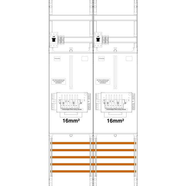 F-Tronic 7141559 Zählerfeld Z21B-16-ZSK-HSS 2-feldrig H=1050mm 2-3.HZ 16mm² 2 ZSK-Set 2 HSS Z21B-16-ZSK-HSS