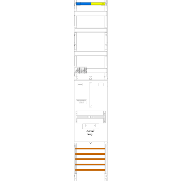 F-Tronic 7143325 Zählerfeld VZ6-25L 1-feldrig H=1350mm 1-3.HZ 25mm² lange Kabel Verteiler 2r VZ6-25L