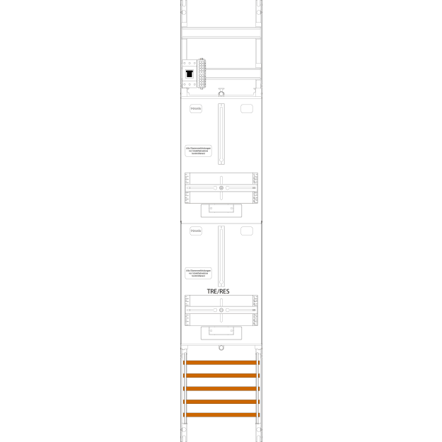 F-Tronic 7143352 Zählerfeld ZR6-HSP 1-feldrig H=1350mm 1-3.HZ 1 HSP 1 TRE ZR6-HSP