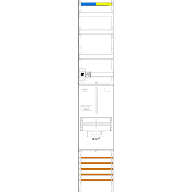 F-Tronic 7143363 Zählerfeld VZ6-16-HSP H=1350mm 1-feldrig 1-3.HZ 16mm² 1 HSP Verteiler 2r VZ6-16-HSP