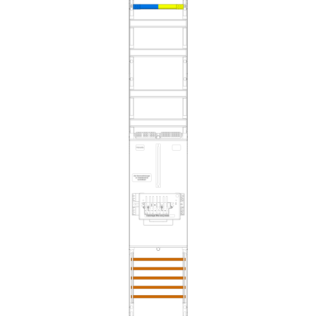F-Tronic 7143450 Zählerfeld VZ6-ZSK 1-feldrig H=1350mm 1-3.HZ 1 ZSK-Set Verteiler 2r