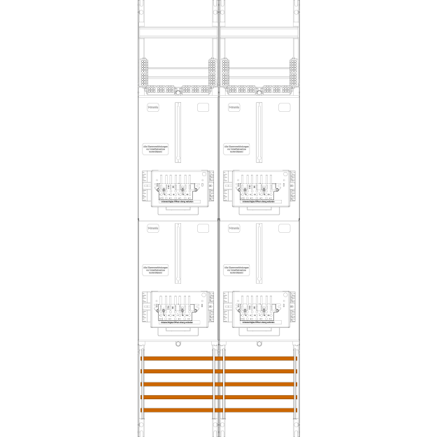 F-Tronic 7143460 Zählerfeld Z216-ZSK 2-feldrig H=1350mm 4-3.HZ 4 ZSK-Set Z216-ZSK