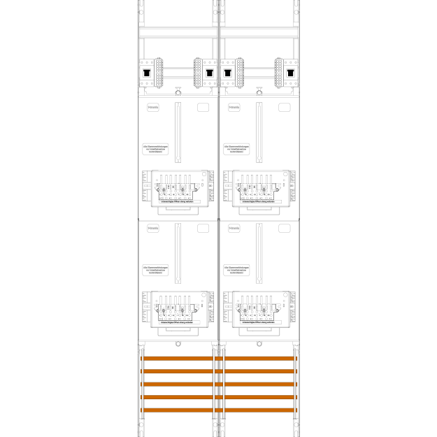 F-Tronic 7143510 Zählerfeld Z216-ZSK-HSP 2-feldrig H=1350mm 4-3.HZ 4 ZSK-Set 4 HSP Z216-ZSK-HSP