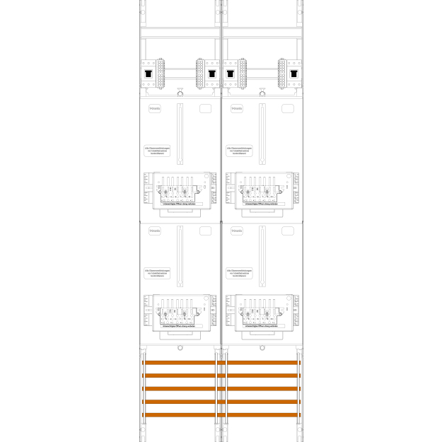 F-Tronic 7143510 Zählerfeld Z216-ZSK-HSP 2-feldrig H=1350mm 4-3.HZ 4 ZSK-Set 4 HSP