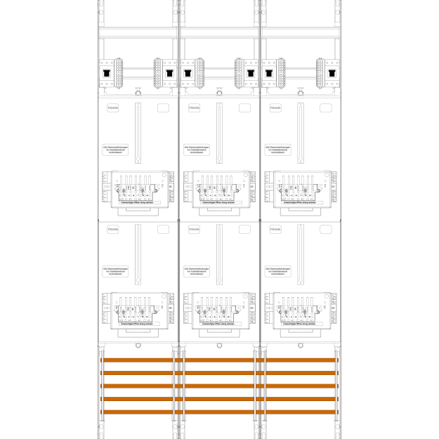 F-Tronic 7143512 Zählerfeld Z316-ZSK-HSP 3-feldrig H=1350mm 6-3.HZ 6 ZSK-Set 6 HSP Z316-ZSK-HSP