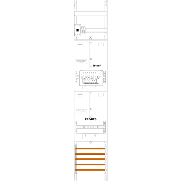 F-Tronic 7143515 Zählerfeld ZR6-16-ZSK-HSP 1-feldrig H=1350mm 1-3.HZ 16mm² 1 ZSK-Set 1 HSP 1 TRE
