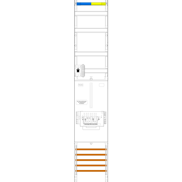 F-Tronic 7143550 Zählerfeld VZ6-ZSK-HSS 1-feldrig H=1350mm 1-3.HZ 1 ZSK-Set 1 HSS Verteiler 2r