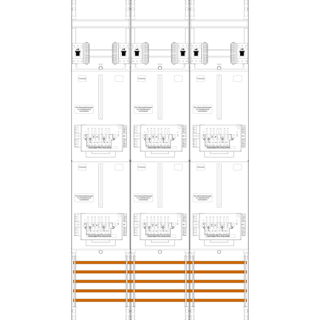 F-Tronic 7143562 Zählerfeld Z316-ZSK-HSS 3-feldrig H=1350mm 6-3.HZ 6 ZSK-Set 6 HSS Z316-ZSK-HSS