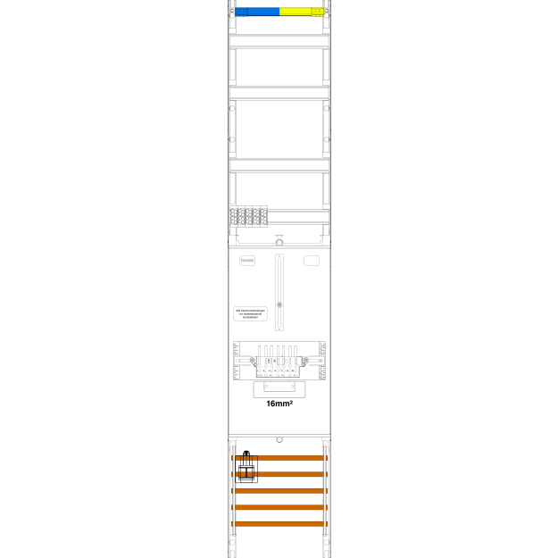 F-Tronic 7145105 Zählerfeld VZ6LUX-16 1-feldrig H=1350mm 1-3.HZ 16mm² Verteiler 2-reihig inklusive Verdrahtungspaket