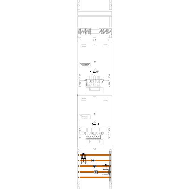 F-Tronic 7145107 Zählerfeld Z16LUX-16 1-feldrig H=1350mm 2-3.HZ 16mm² inklusive Verdrahtungspaket