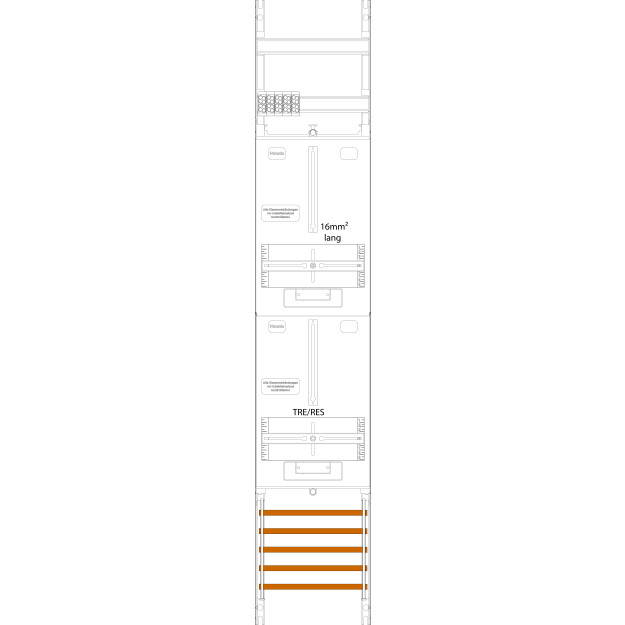 F-Tronic 7143316 Zählerfeld ZR6-16L 1-feldrig H=1350mm 1-3.HZ 16mm² lange Kabel 1 TRE