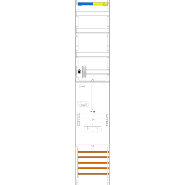 F-Tronic 7143401 Zählerfeld VZ6L-HSS 1-feldrig H=1350mm 1-3.HZ lange Kabel 1 HSS Verteiler 2r VZ6L-HSS
