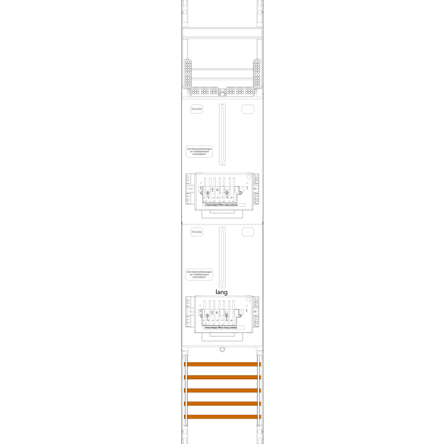 F-Tronic 7143456 Zählerfeld Z16-10-10L-ZSK 1-feldrig H=1350mm 2-3.HZ kurze u. lange Kabel 2 ZSK-Set