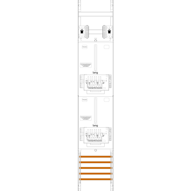 F-Tronic 7143557 Zählerfeld Z16L-ZSK-HSS 1-feldrig H=1350mm 2-3.HZ lange Kabel 2 ZSK-Set 2 HSS Z16L-ZSK-HSS
