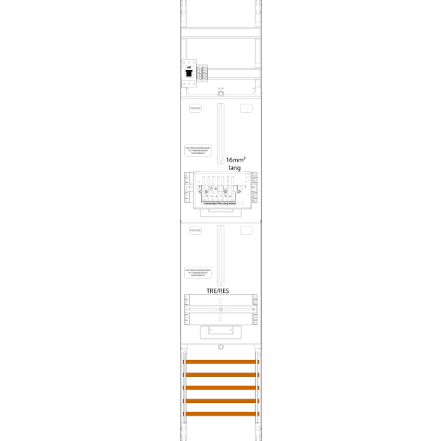 F-Tronic 7143566 Zählerfeld ZR6-16L-ZSK-HSS 1-feldrig H=1350mm 1-3.HZ 16mm² l. Ka. 1 ZSK 1 HSS 1 TRE