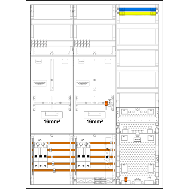 F-Tronic 7190609 Zählerplatz-Set 3HZ732APZRFZ50D01-16 2 ZP16mm² 1 VAPZRFZ inklusive APL SLS 50A SPVGD01 2 PPV 1 PL150