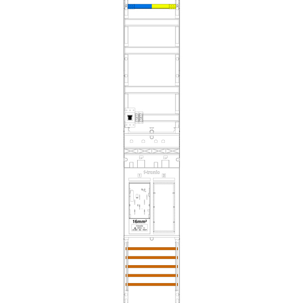 F-Tronic 7143054 Zählerfeld E43-16-HSP H=1350mm 1-feldrig 1-eHZ 16mm² 1 HSP 1 Reserveplatz