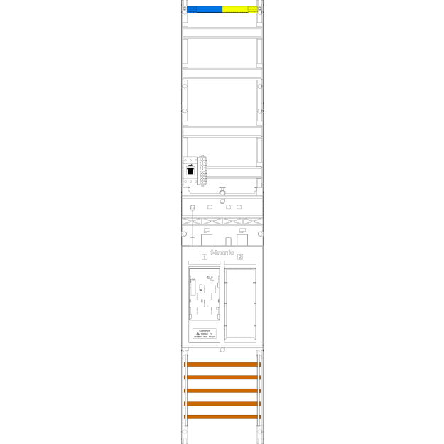 F-Tronic 7143250 Zählerfeld E43DS-HSS 1-feldrig H=1350mm 1-eHZ mit DS 1 HSS 1 Reserveplatz