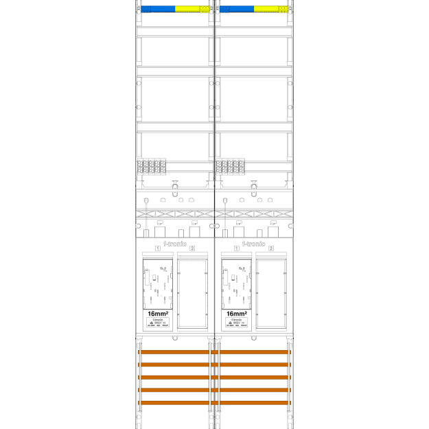F-Tronic 7143156 Zählerfeld ER29DS-16,2-feldrig H=1350mm 2-eHZ 16mm² mit DS 2 Res. ER29DS-16