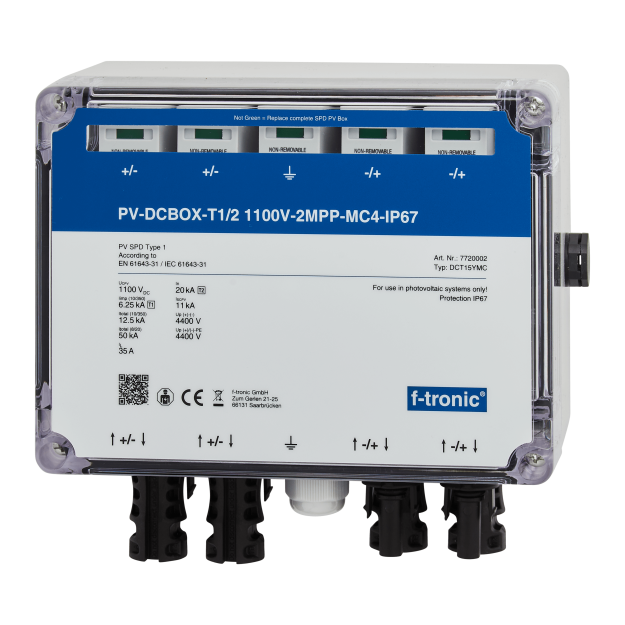 F-Tronic 7720002 PV-DCBOX-T1/2 1100V-2MPP MC4-IP67 DCT15YMC