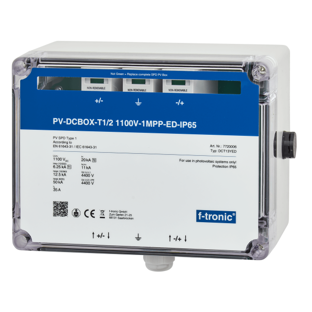 F-Tronic 7720006 PV-DCBOX-T1/2 1100V-1MPP ED-IP65 Kabeldurchführung DCT13YED