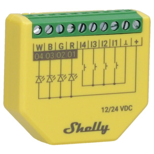 Shelly LED-Streifen-Steuermodul 12/24V DC WiFi Bluetooth PLUS RGBW PM – Leistungsmessung • RGBWW WLAN