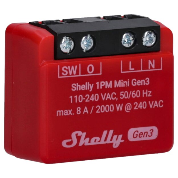 Shelly Schaltmodul 110-240V 8MB Speicher Verbrauchsmessung WLAN 1PM MINI GEN3