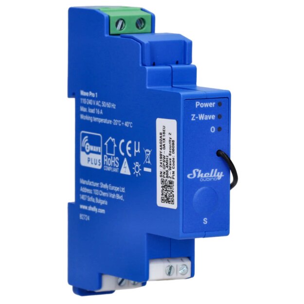 Shelly Schaltermodul auf DIN-Schiene Z-Wave WAVE PRO 1 – Hutschiene