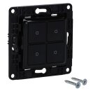 Shelly Wandschalter 4fach ohne Rahmen WALL SWITCH 4 BLACK...