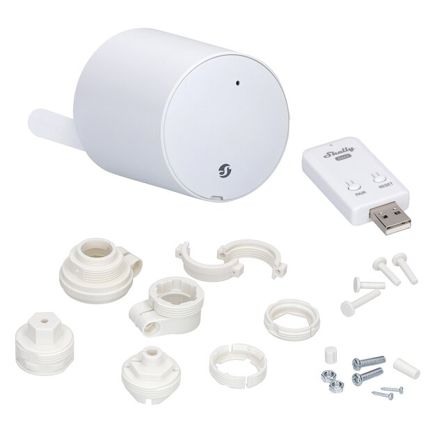 Shelly smartes Heizkörper-Thermostat - 1 x BLU TRV + 1xBLU Gatew (1 Stk) 2x1,5V Baterie AA LED Display inklusive bridge BLU TRV SINGLE – Thermostatventil
