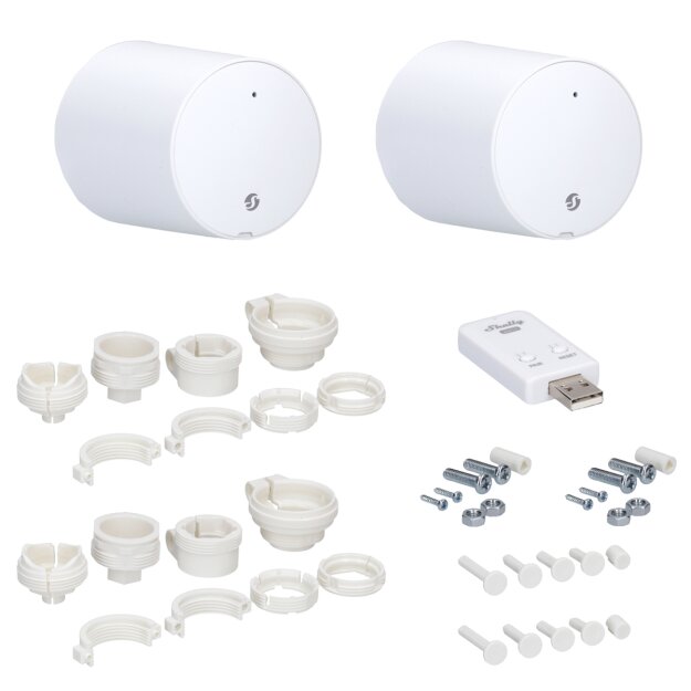 Shelly smartes Heizkörper-Thermostat 2 x BLU TRV + 1 x BLU Gateway (2 Stk) 2x1,5V Baterie AA LED Display inklusive bridge BLU TRV 2-PACK – Thermostatventil