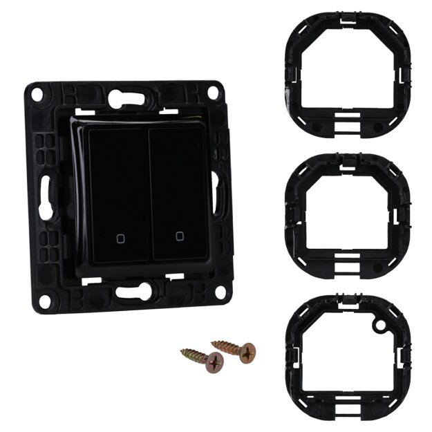 Shelly Wandschalter 2fach ohne Rahmen WALL SWITCH 2 BLACK Schwarz