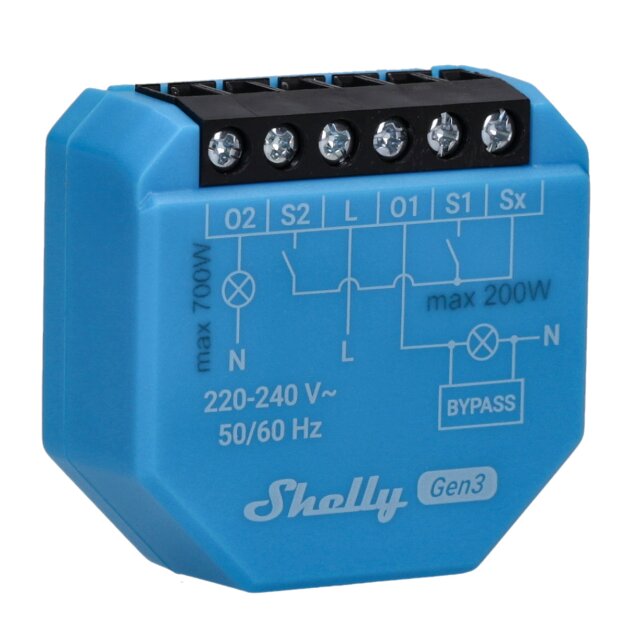 Shelly Schaltmodul 2 Kanäle für Installationen ohne Neutralleiter WLAN Bluetooth 2L GEN3 – Wi-Fi