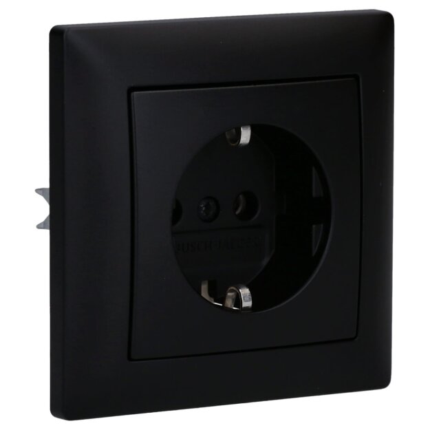 Busch-Jaeger Busch-balance SI Steckdose-Komplett-Set: 20 EUC-915 Steckdose + 1721-915 1-fach Rahmen Schwarz Matt