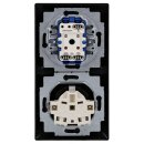 Busch-Jaeger Busch-balance SI Set: 20 EUC-915 Steckdose + 2000/5 US Wippschalter-Einsatz + 2505-915 Serien-Wippe + 1722-915  2-fach Rahmen Schwarz Matt