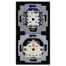 Busch-Jaeger Busch-balance SI Set: 20 EUCB-915 Steckdose mit ehr. Berührungsschutz + 2000/5 US Wippschalter-Einsatz + 2505-915 Serien-Wippe + 1722-915  2-fach Rahmen Schwarz Matt