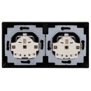 Busch-Jaeger Busch-balance SI Set: 2x 20 EUCB-915 Steckdose mit ehr. Berührungsschutz + 1722-915 2-fach Rahmen Schwarz Matt