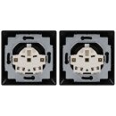 Busch-Jaeger Balance SI 2x Komplett-Set: 20 EUK-915 Steckdose mit Klappdeckel + 1721-915 Rahmen 1-fach Schwarz Matt